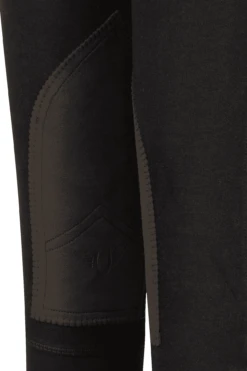 TuffRider Children's Cotton Pull-On Knee Patch Breeches -Apparel and Gear Shop 10010 01 16 black gen detail 2