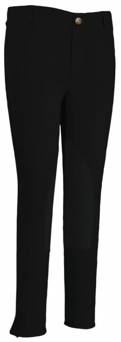 TuffRider Children's Cotton Pull-On Knee Patch Breeches -Apparel and Gear Shop 10010 01 16 black gen main front 1