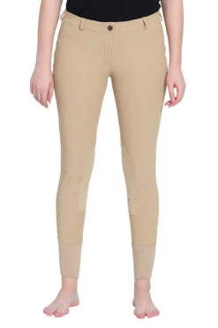 TuffRider Ladies Ribb Lowrise Pull-On Knee Patch Breeches -Apparel and Gear Shop 100151 33 17 lighttan gen model front 2