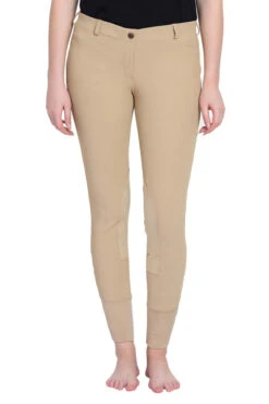 TuffRider Ladies Ribb Lowrise Pull-On Knee Patch Breeches -Apparel and Gear Shop 100151 33 17 lighttan gen model front 3