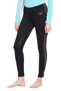 TuffRider Ladies Ventilated Schooling Tights -Apparel and Gear Shop 100426 533 16 26 black charcoal gen model main front 1 600470a1 54f9 46dd 914f 43ec6e620169