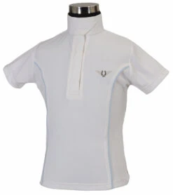 TuffRider Children's Kirby Kwik Dry Short Sleeve Show Shirt -Apparel and Gear Shop 100692 107 01 2B104 white glacierblue gen main front 1