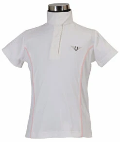 TuffRider Children's Kirby Kwik Dry Short Sleeve Show Shirt -Apparel and Gear Shop 100692 107 01 2B937 white petalpink gen main front 1