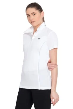 TuffRider Ladies Kirby Kwik Dry Short Sleeve Show Shirt -Apparel and Gear Shop 100694 107 01 104 white glacierblue gen model front 2