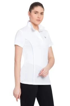 TuffRider Ladies Kirby Kwik Dry Short Sleeve Show Shirt -Apparel and Gear Shop 100694 107 01 104 white glacierblue gen model main front 1