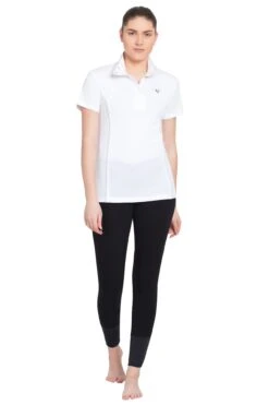 TuffRider Ladies Kirby Kwik Dry Short Sleeve Show Shirt -Apparel and Gear Shop 100694 107 01 104 white glacierblue oth model main front 1