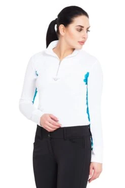 TuffRider Ladies Ventilated Technical Long Sleeve Sport Shirt -Apparel and Gear Shop 100725 484 01 637 white ocean gen model front 3