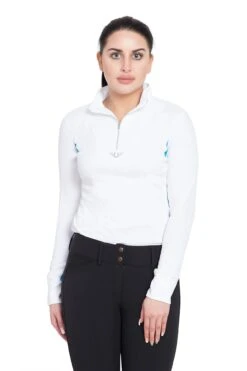 TuffRider Ladies Ventilated Technical Long Sleeve Sport Shirt -Apparel and Gear Shop 100725 484 01 637 white ocean gen model main front 4