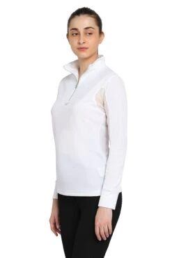 TuffRider Ladies Ventilated Technical Long Sleeve Sport Shirt -Apparel and Gear Shop 100725 484 01 white gen model angle 4