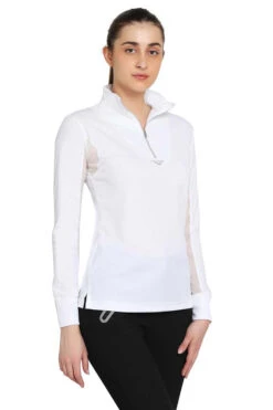 TuffRider Ladies Ventilated Technical Long Sleeve Sport Shirt -Apparel and Gear Shop 100725 484 01 white gen model front 5