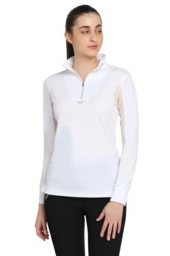 TuffRider Ladies Ventilated Technical Long Sleeve Sport Shirt -Apparel and Gear Shop 100725 484 01 white gen model main front 3