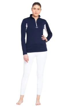 TuffRider Ladies Ventilated Technical Long Sleeve Sport Shirt -Apparel and Gear Shop 100725 484 15 navy oth model front 2