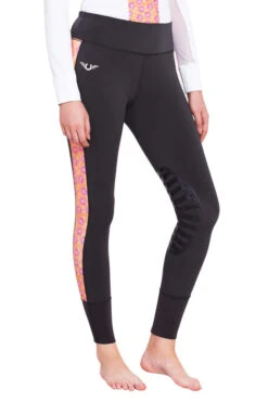 TuffRider Ladies Athena EquiCool Riding Tights 15 TuffRider Ladies Athena EquiCool Riding Tights -Apparel and Gear Shop 100899 504 26 31 charcoal orange gen model angle 1