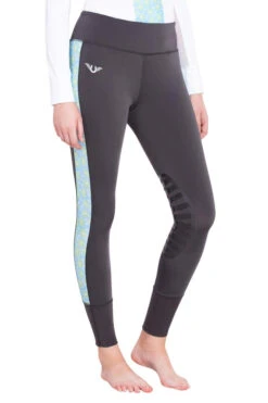 TuffRider Ladies Athena EquiCool Riding Tights 20 TuffRider Ladies Athena EquiCool Riding Tights -Apparel and Gear Shop 100899 504 26 46 charcoal light blue gen model angle 1