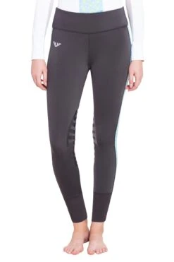 TuffRider Ladies Athena EquiCool Riding Tights 19 TuffRider Ladies Athena EquiCool Riding Tights -Apparel and Gear Shop 100899 504 26 46 charcoal light blue gen model front 2