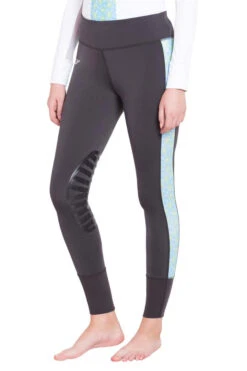 TuffRider Ladies Athena EquiCool Riding Tights 18 TuffRider Ladies Athena EquiCool Riding Tights -Apparel and Gear Shop 100899 504 26 46 charcoal light blue gen model main front 1