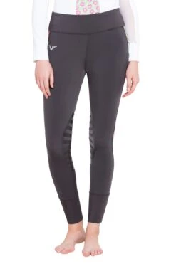 TuffRider Ladies Athena EquiCool Riding Tights 23 TuffRider Ladies Athena EquiCool Riding Tights -Apparel and Gear Shop 100899 504 26 885 charcoal lime green gen model front 2