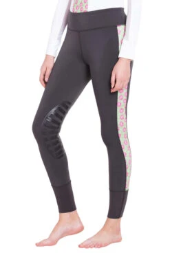 TuffRider Ladies Athena EquiCool Riding Tights 22 TuffRider Ladies Athena EquiCool Riding Tights -Apparel and Gear Shop 100899 504 26 885 charcoal lime green gen model main front 1