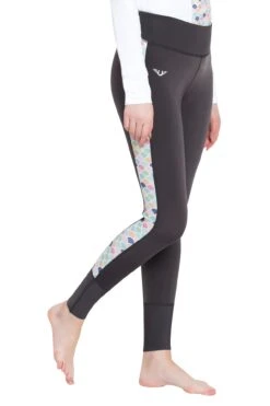 TuffRider Ladies Iris EquiCool Riding Tights -Apparel and Gear Shop 100901 504 26 charcoal print gen model angle 1