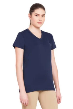 Tuffrider Ladies Taylor Tee Short Sleeve T-Shirt -Apparel and Gear Shop 100965 126 102 ec navy gen model angle 1