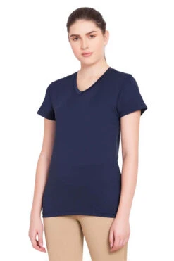 Tuffrider Ladies Taylor Tee Short Sleeve T-Shirt -Apparel and Gear Shop 100965 126 102 ec navy gen model front 2