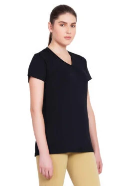 Tuffrider Ladies Taylor Tee Short Sleeve T-Shirt -Apparel and Gear Shop 100965 126 16 black gen model angle 1