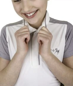Equine Couture Children'S Magda Equicool Short Sleeve Show Shirt -Apparel and Gear Shop 110168 01 white gen main front 10