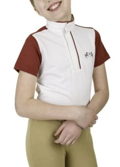 Equine Couture Children'S Magda Equicool Short Sleeve Show Shirt -Apparel and Gear Shop 110168 01 white gen main front 4