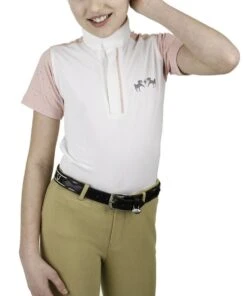 Equine Couture Children'S Magda Equicool Short Sleeve Show Shirt -Apparel and Gear Shop 110168 01 white gen main front 8