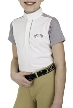 Equine Couture Children'S Magda Equicool Short Sleeve Show Shirt -Apparel and Gear Shop 110168 01 white gen main front 9