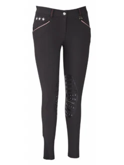 Equine Couture Ladies Stars & Stripes Silicone Knee Patch Breeches -Apparel and Gear Shop 110511 16 Black gen main front 1