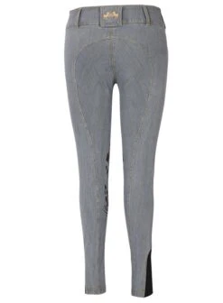 Equine Couture Ladies Calabasas Printed Silicone Patch Denim Breeches -Apparel and Gear Shop 110787 1533 grey gen back 3