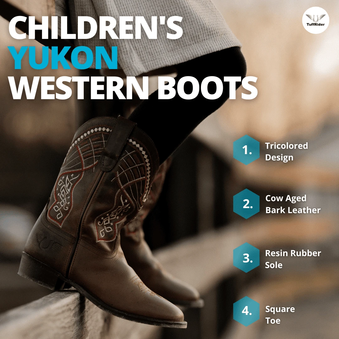 TuffRider Toddlers Yukon Tricolor Leather Embroidered Square Toe Western Boots 7 TuffRider Toddlers Yukon Tricolor Leather Embroidered Square Toe Western Boots - Image 7