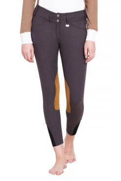 George H Morris Ladies Show Time Knee Patch Breeches -Apparel and Gear Shop 2720 829 26 charcoal gen model front 2