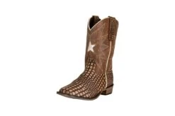 TuffRider Toddlers Bryce Star Embroidered Alligator Printed Square Toe Western Boots