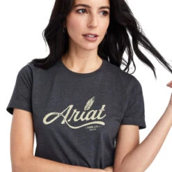 Ariat Women's Ariat Wheat Script SS Tee 7 Ariat Women's Ariat Wheat Script SS Tee -Apparel and Gear Shop 45 10042722 Charcoal 20Heather 3