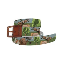 C4 Horse On The L O O S E Belt- Blanket- Teal W/ Brown Buckle