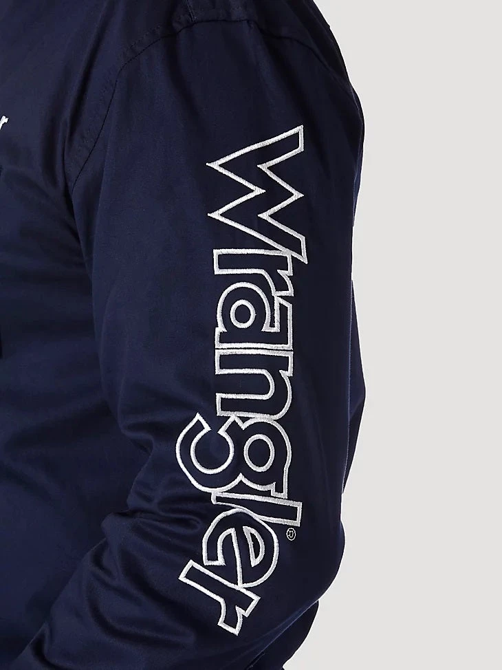 Wrangler® Logo Long Sleeve Shirt- Navy 6 Wrangler® Logo Long Sleeve Shirt- Navy - Image 6