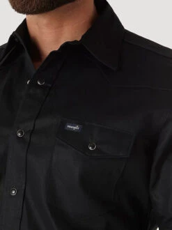 Wrangler Mens Authentic Cowboy Cut® Work Shirt- Black 5 Wrangler Mens Authentic Cowboy Cut® Work Shirt- Black -Apparel and Gear Shop 66 MS70819BLK 3