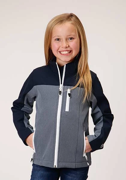 Roper Girls Tech Series Pieced Grey SoftShell Jacket - GREY XS 1 Roper Girls Tech Series Pieced Grey SoftShell Jacket - GREY XS
